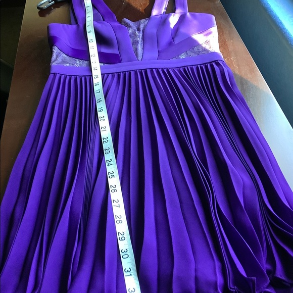 BCBG MaxAzria PlumBerry TENZIN Lace blocked pleated Dress Purple NWOT 0 - Picture 8 of 14